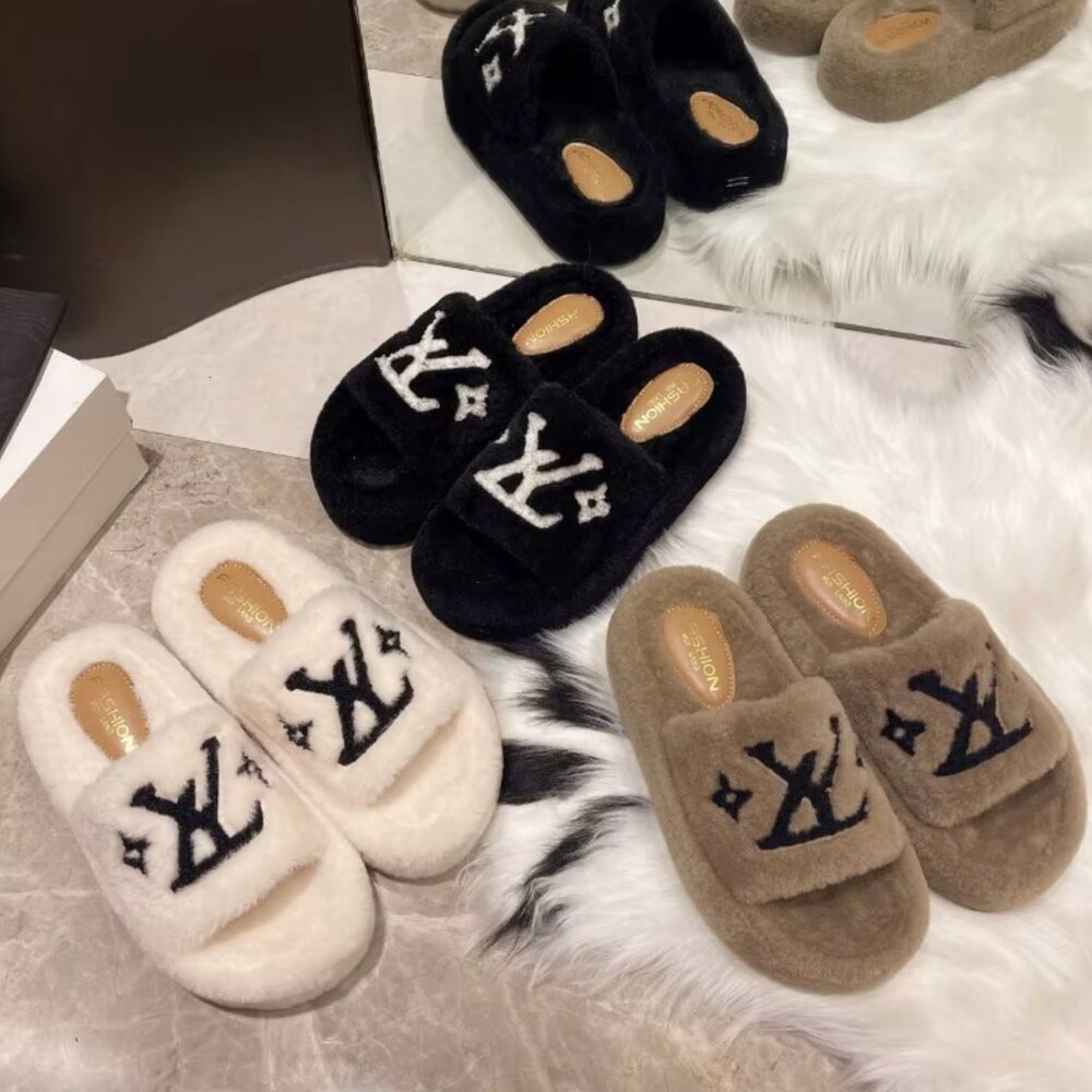 Beautiful Fashion Slides Plush Fur Flip Flops Slippers Fur Shoes - Picture 4 of 11